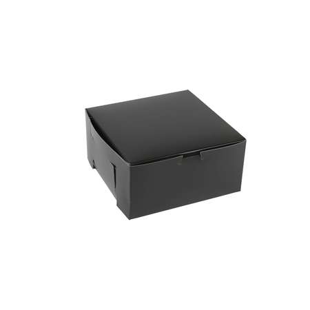 BOXIT Boxit 8"x8"x4" 1 Piece Black Gloss Bakery Cornerlock Box, PK100 884B-960